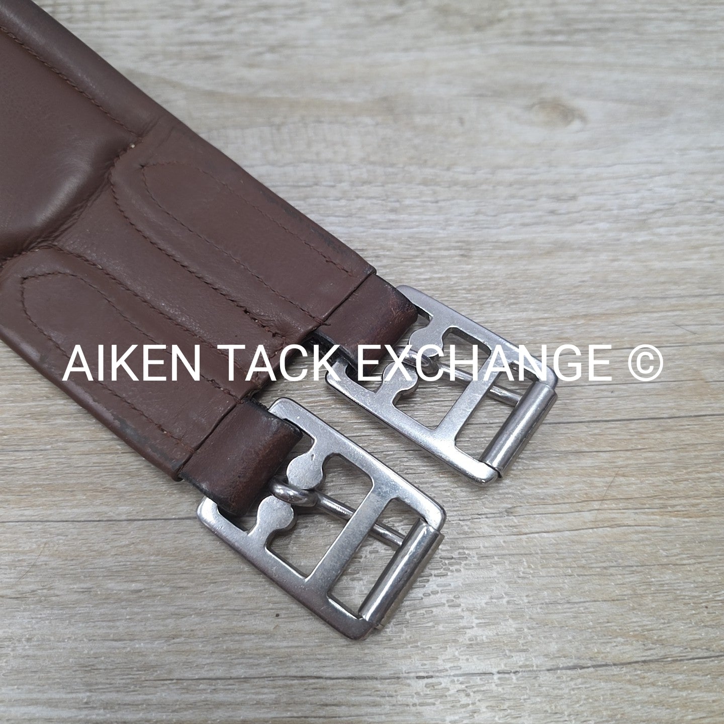 Leather Girth with Single End Elastic, Brown, 52"
