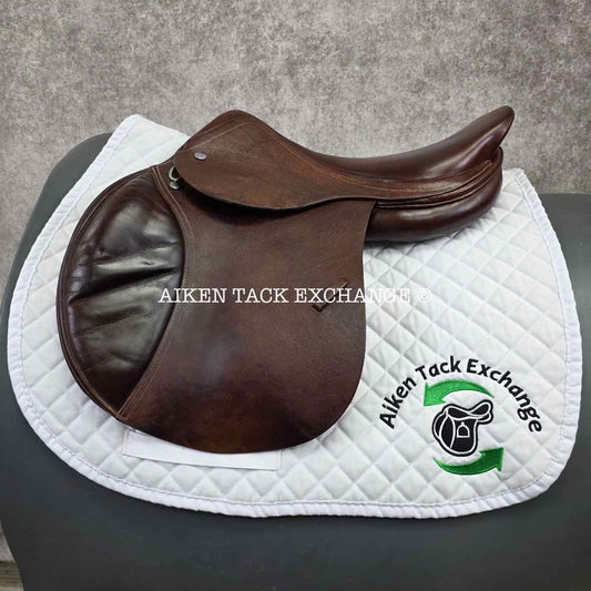 Verhan Todd Minikus Close Contact Jump Saddle, 16.5" Seat, MW/W Tree, Wool Flocked Panels