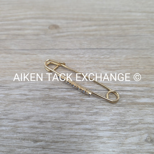 Stock Pin, Gold with White & Blue Bling