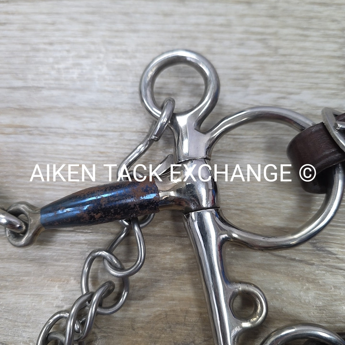 Centaur Blue Steel Single Joint Pelham with Leather Converters, 5"