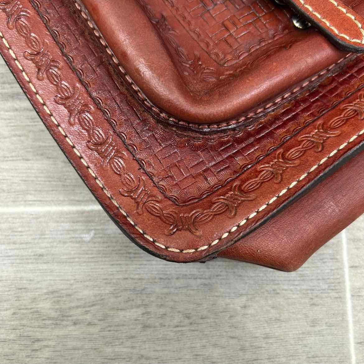 Tooled Leather Saddle Bag