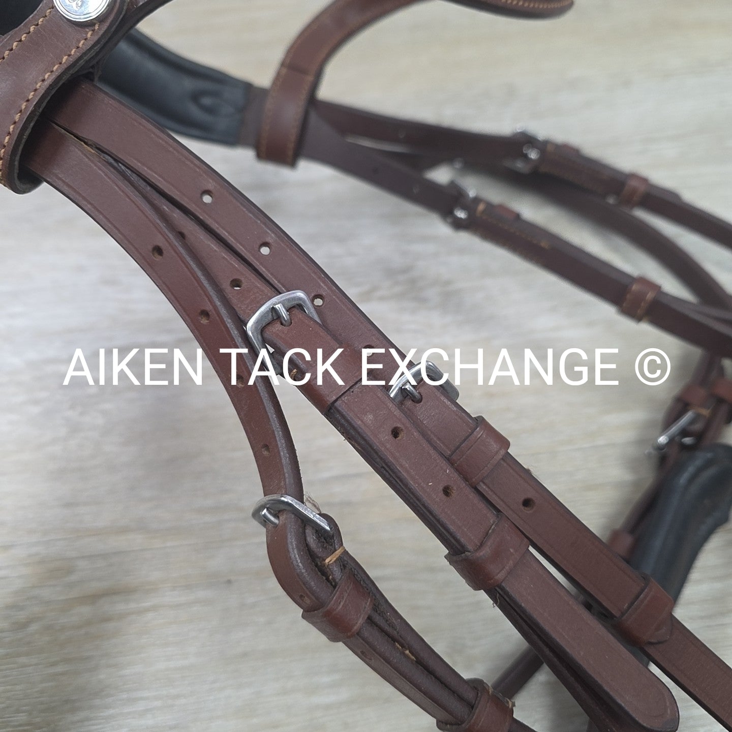 Lumiere Dressage Bridle, Missing Flash Strap, No Reins, Brown, Size Full