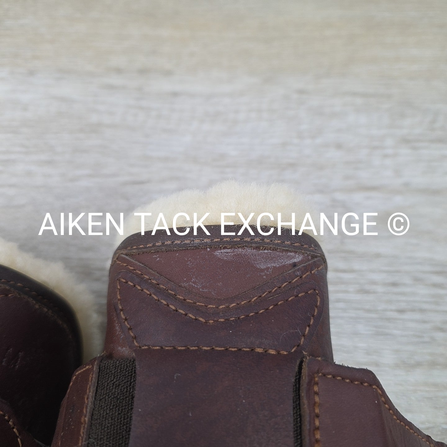 Dover Saddlery Leather Open Front Sheepskin Lined Boots, Size Medium