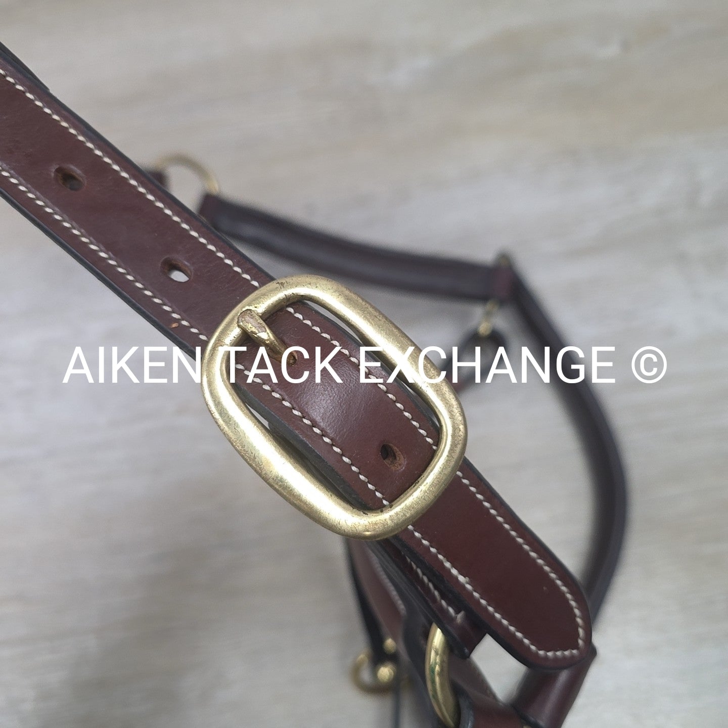 Padded Fancy Stitched Leather Halter, Brown, Size Full