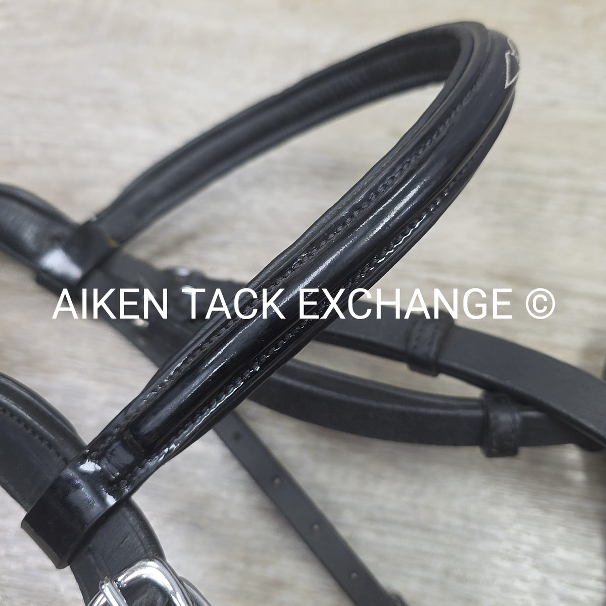 SmartPak Wellfleet Fancy Stitch Patent Monocrown Flash Bridle, No Reins, Black,