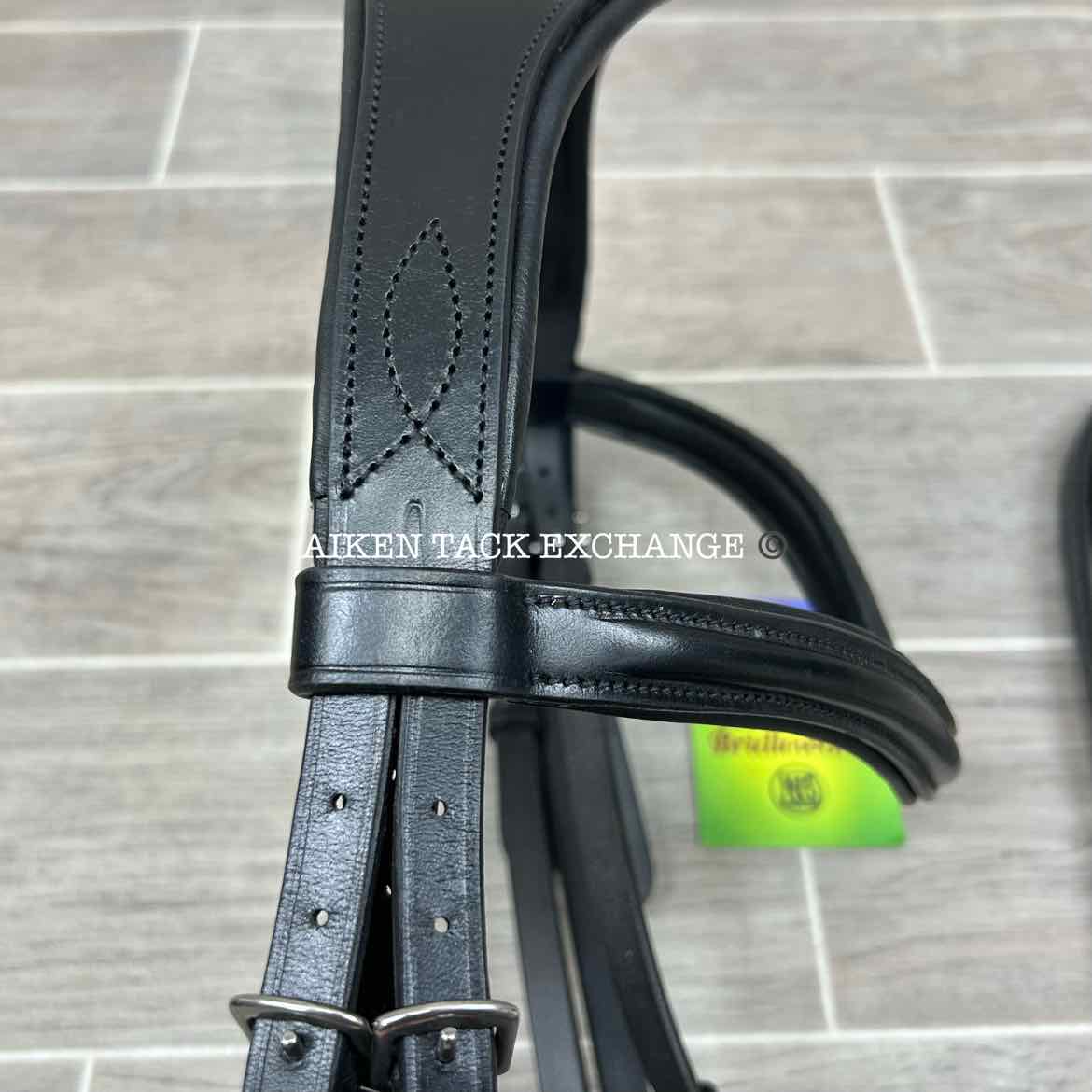 KL Select Red Barn Arena Ergonomic Bridle with Reins, Black, Size Full