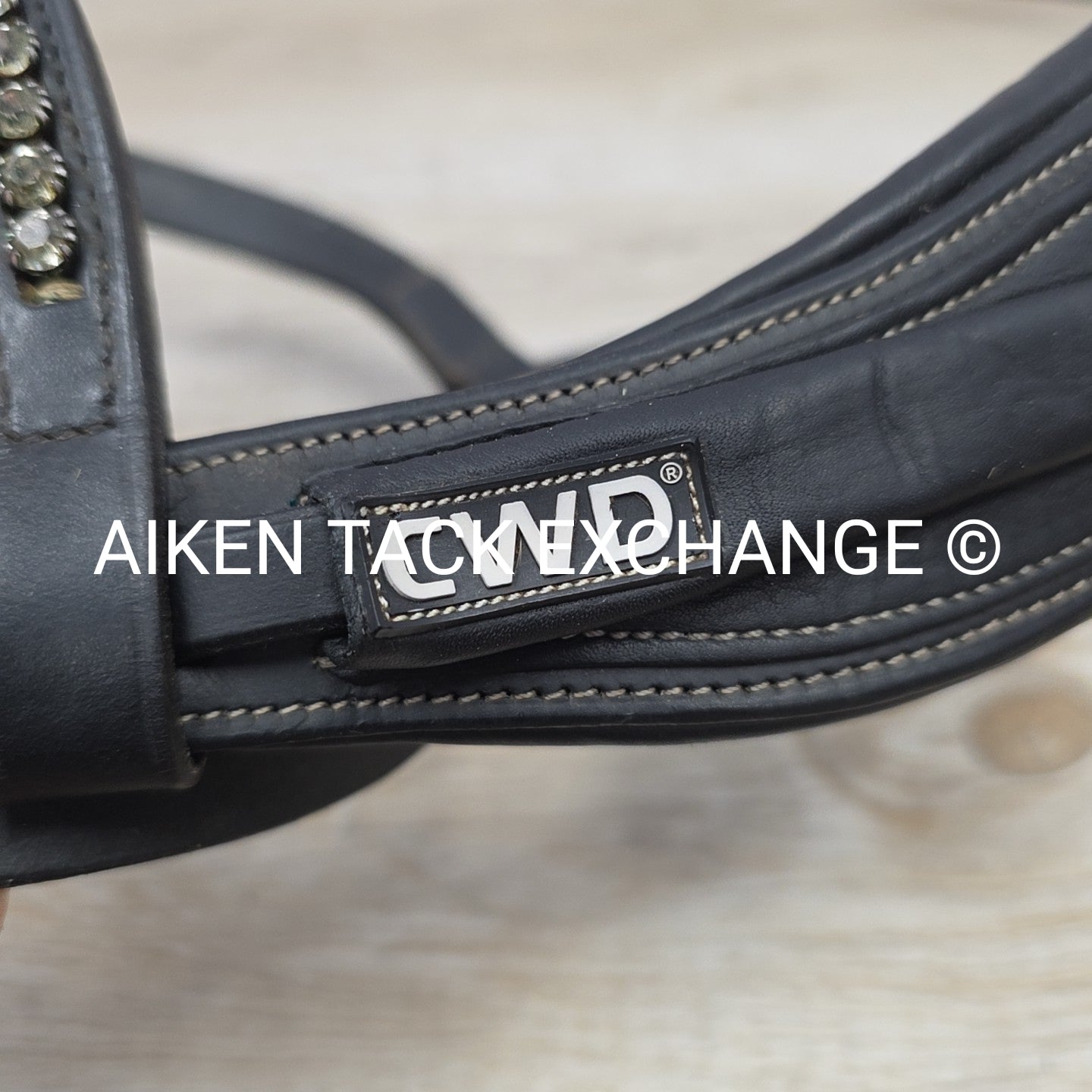 CWD Anatomic French Noseband Bridle with Fancy Stitching & Bling Browband, Black
