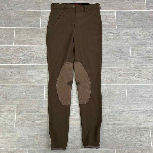 TuffRider Ribbed Knee Patch Breeches, Chocolate, Women's 26 L