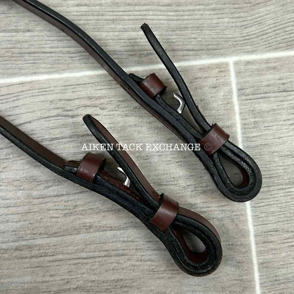 Rubber Lined Curb Reins, Brown, 53"