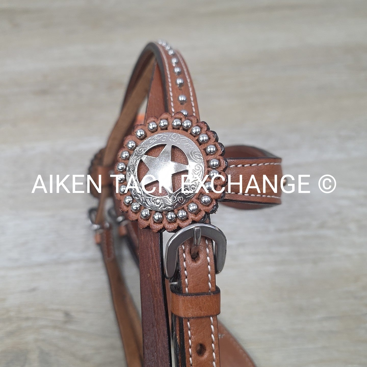 Royal King Browband Headstall with Hair Overlay, Brown, Size Full