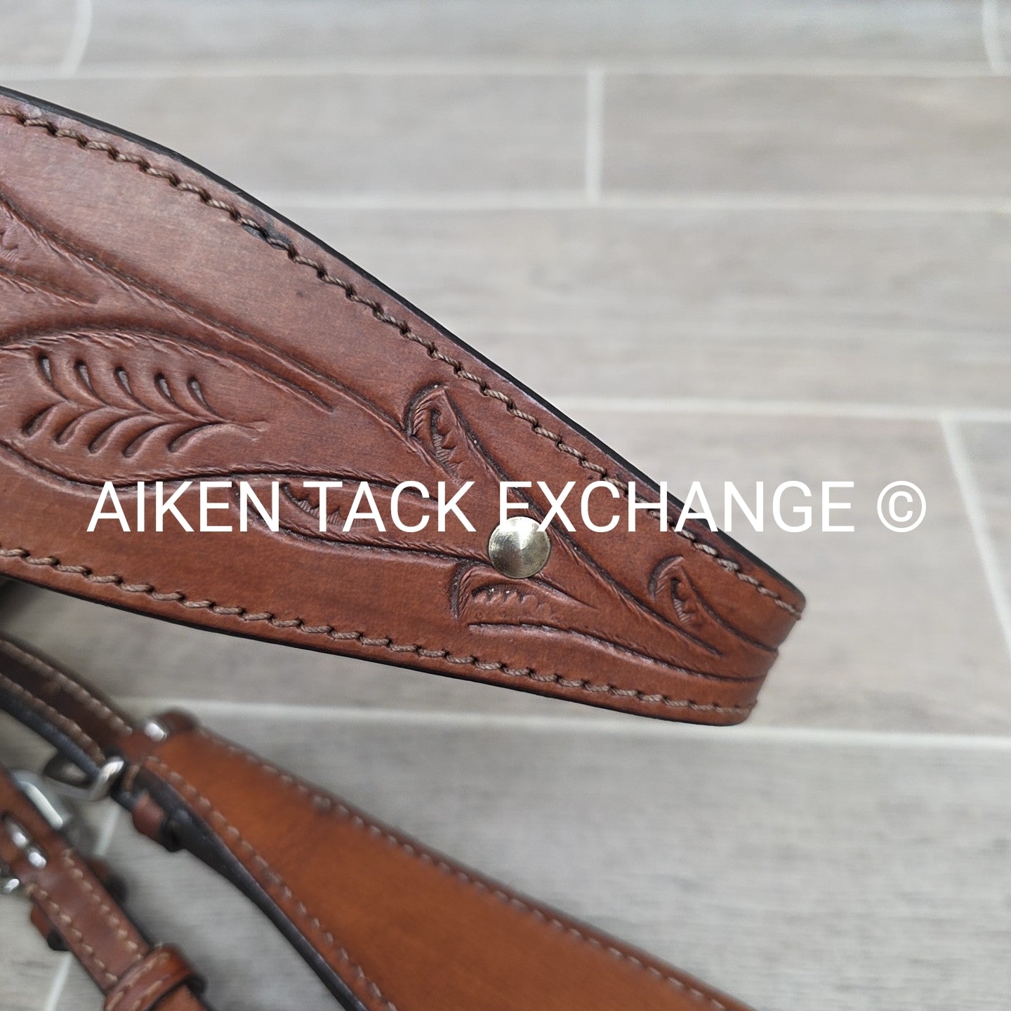 Tooled Leather Western Bridle, Size Draft