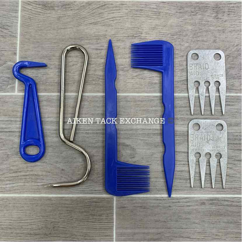 6-Piece Set: 2 Hoof Picks, 2 Braid Aid Combs & 2 Long Handle Combs