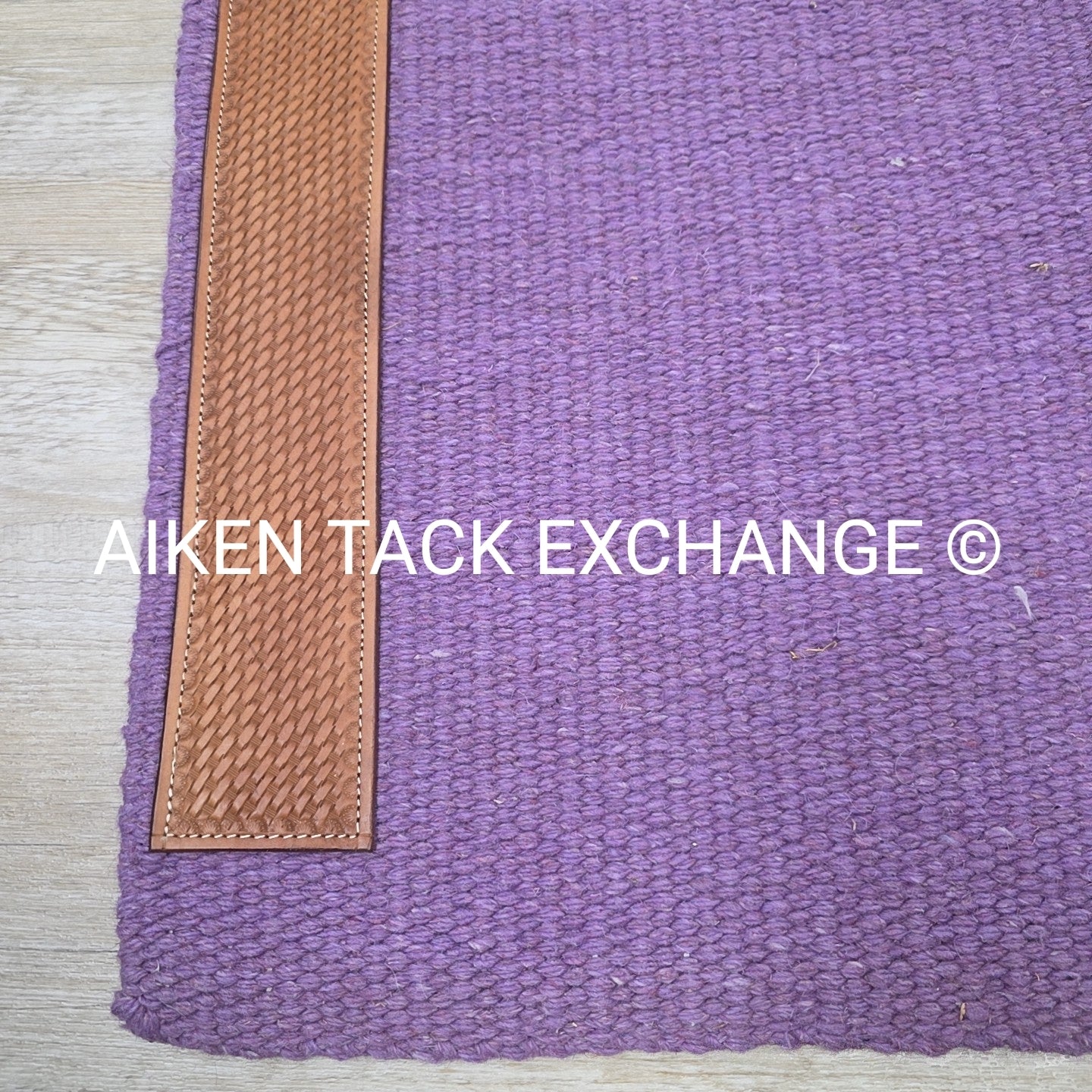 Western Saddle Blanket with Leather Detail, 34" x 36"