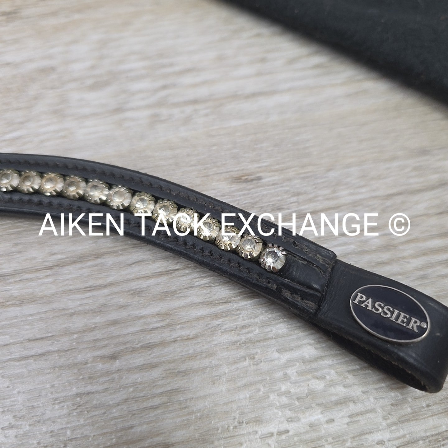 Passier Waved Big Stone Browband with Otto Schumacher Cover, Black & Clear, 17.5