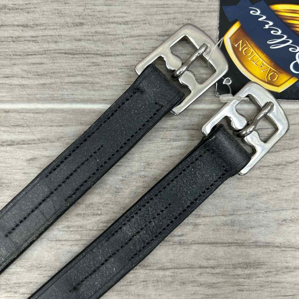 Ovaton Half Hole Stirrup Leathers, Black, 57", Brand New