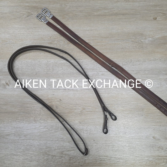 BARGAIN BUNDLE: Crosby Rubber Grip Reins & Bates Stirrup Leathers, 56"
