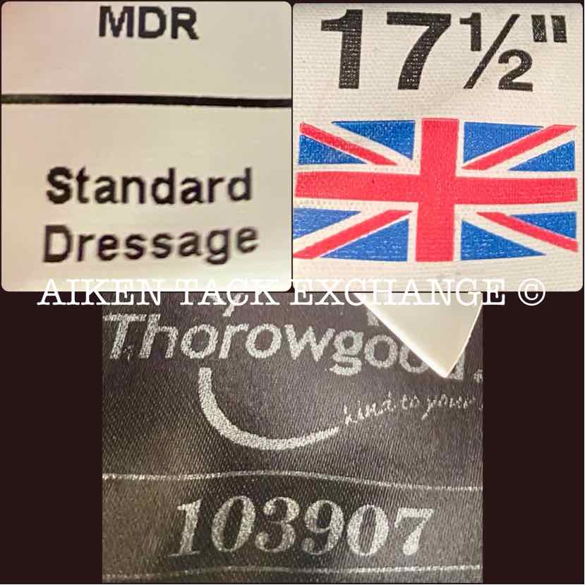 **SOLD** Thorowgood T4 Moveable Block MDR Standard Wither Dressage Saddle, 17.5" Seat, Adjustable Tree - Changeable Gullet, Wool Flocked Panels