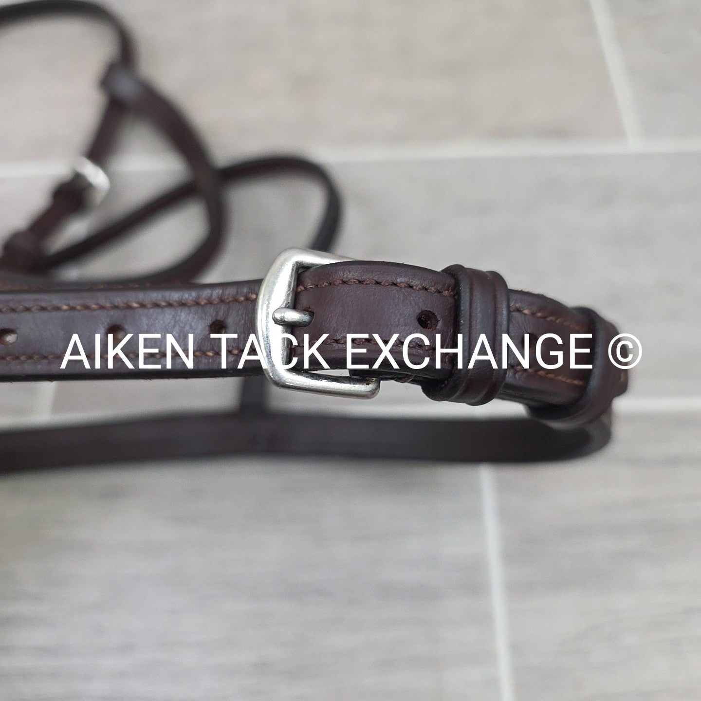 Plain Raised Noseband with Matching Browband, Brown, Size Full