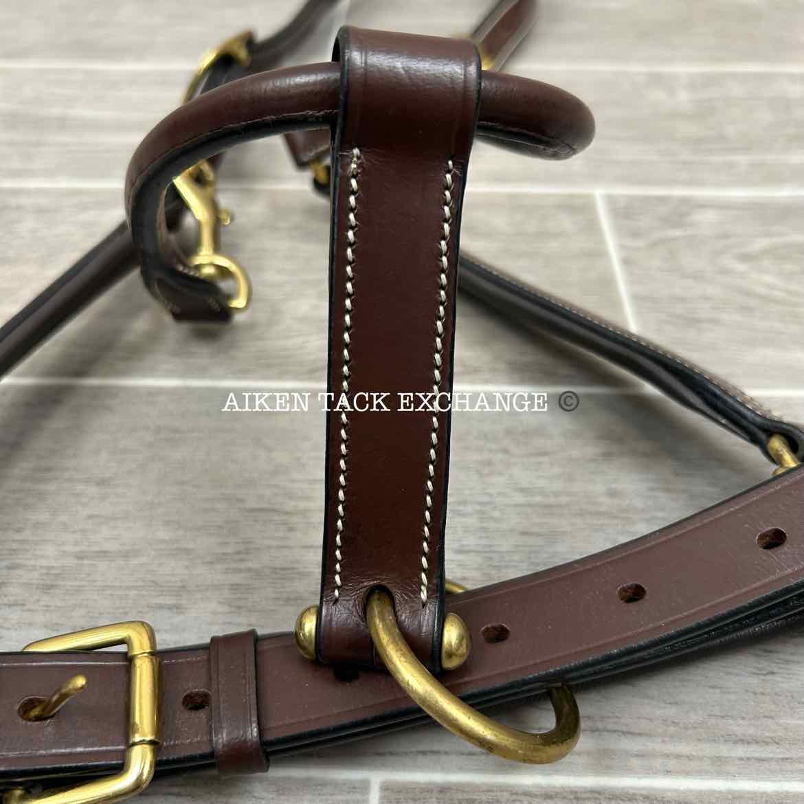 KL Select Black Oak Willow Padded Leather Halter, Brown/Brass, Oversize