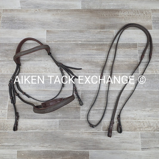 HDR Monocrown Bridle with Rubber Reins, Brown, Oversize