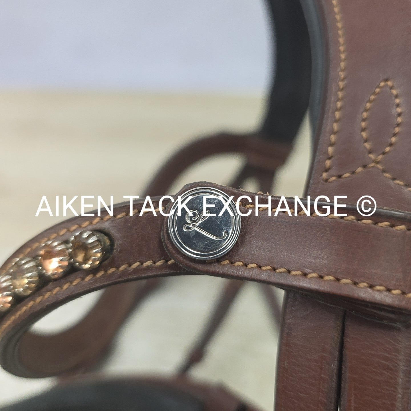 Lumiere Dressage Bridle, Missing Flash Strap, No Reins, Brown, Size Full