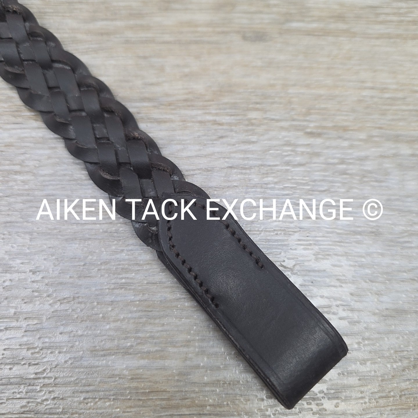 Plaited Leather Browband, Brown, 15.5"