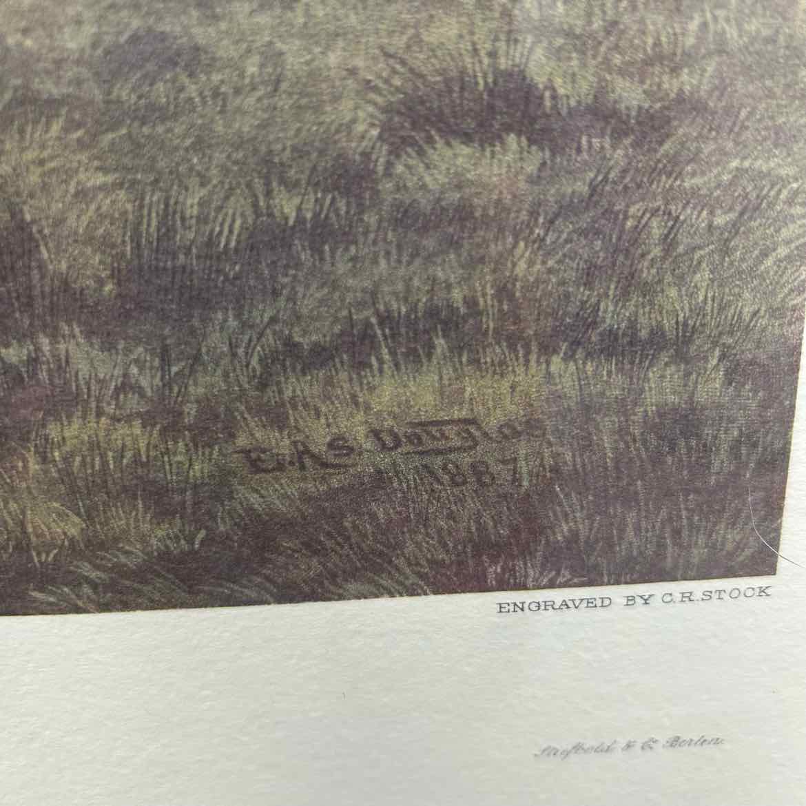 Framed Douglas Stork From Scent to View Hunt Scene, 42" x 27"