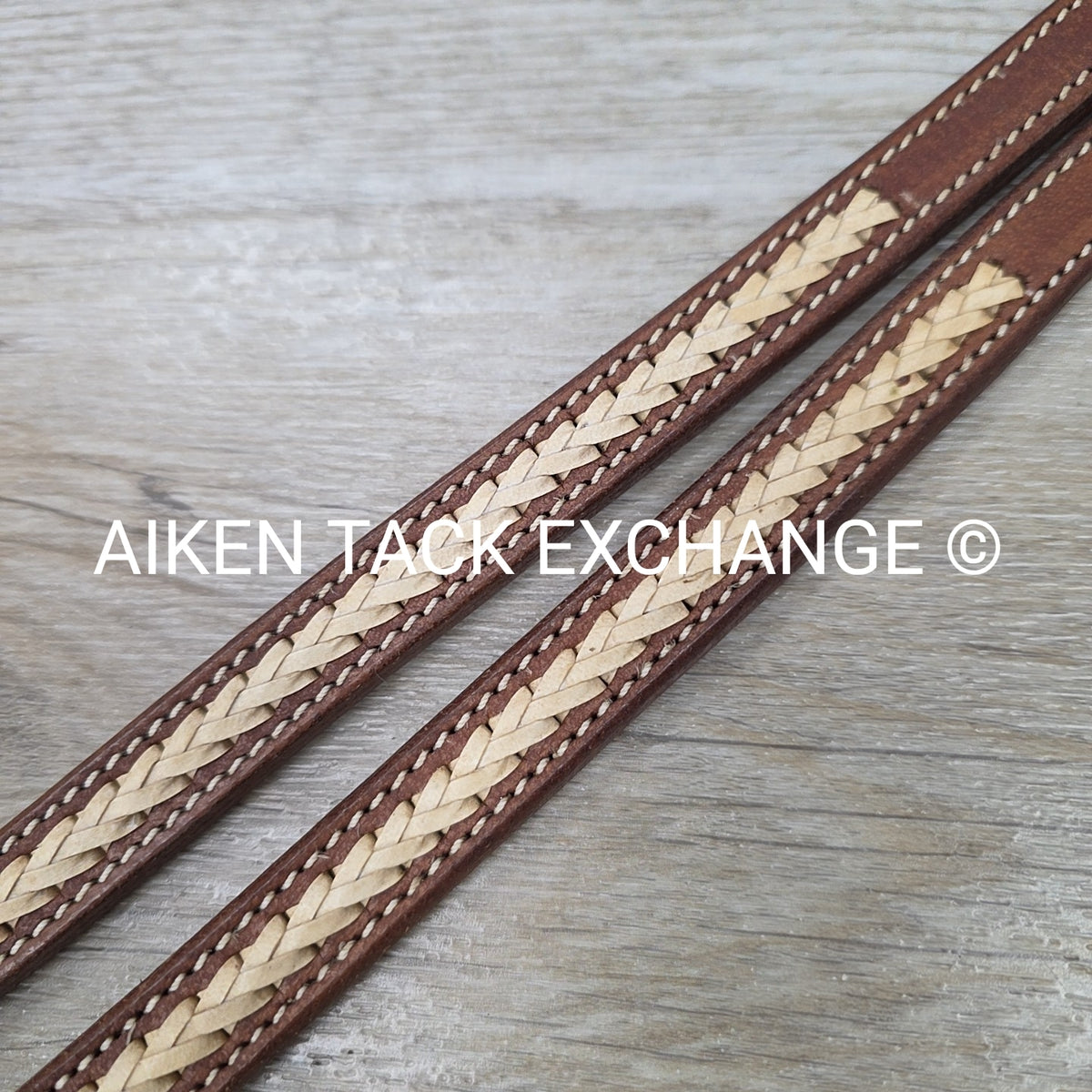 Western Split Reins with Rawhide Braiding