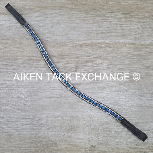 Curved Bling Browband, Black, Size Full