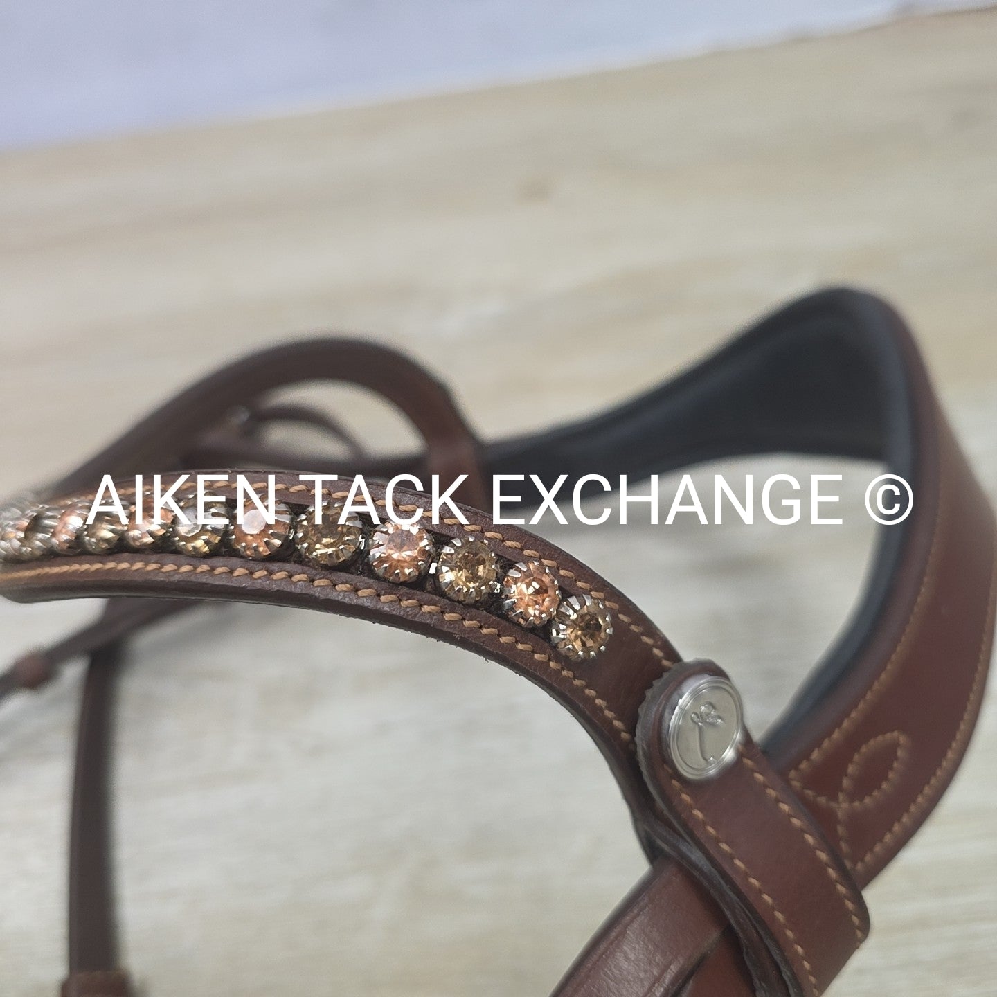 Lumiere Dressage Bridle, Missing Flash Strap, No Reins, Brown, Size Full