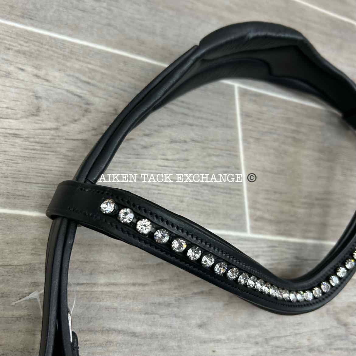 KL Select Flexion Rolled Snaffle Bridle with Reins, Black, Size Full