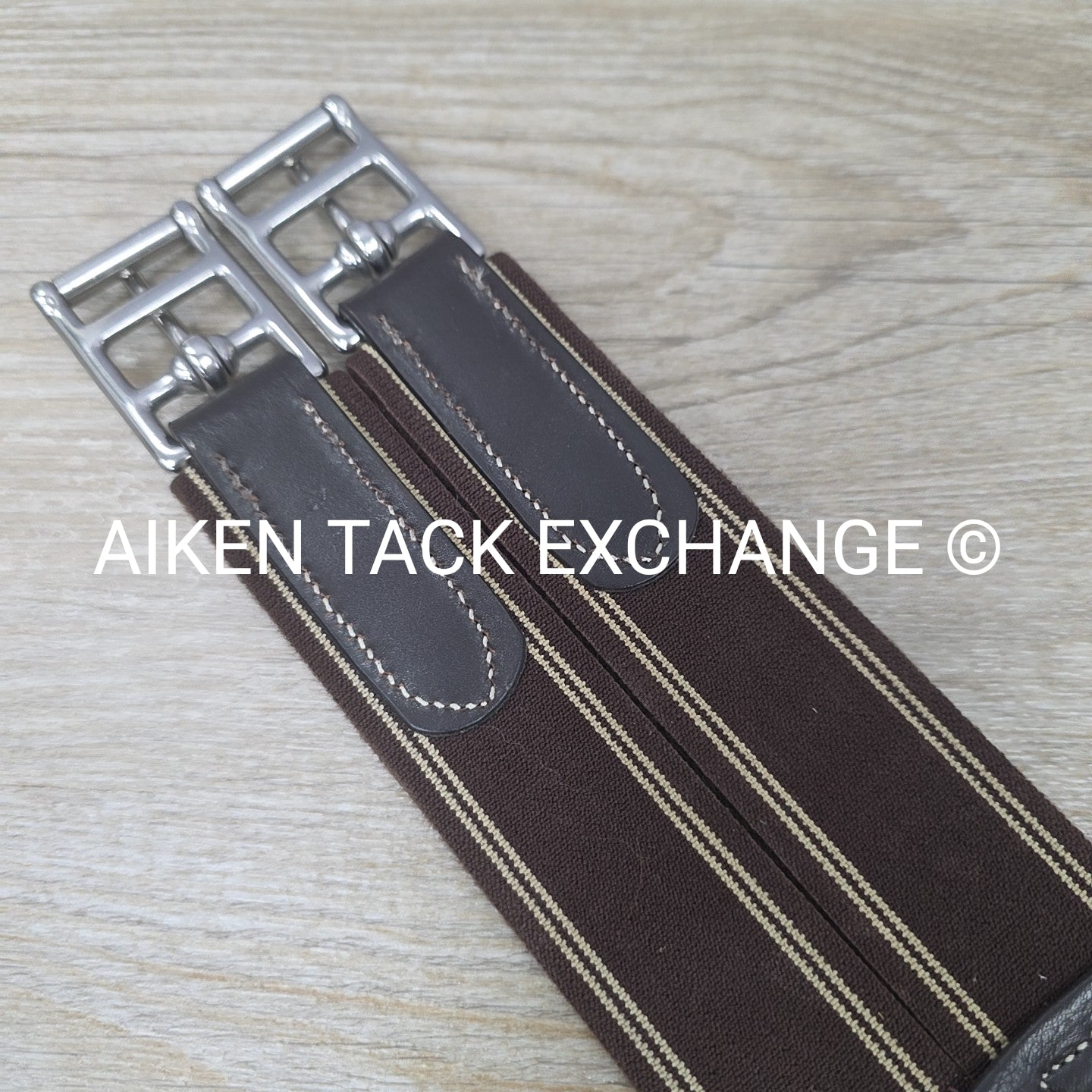Fancy Stitched Girth with Double End Elastic, Brown, 48"