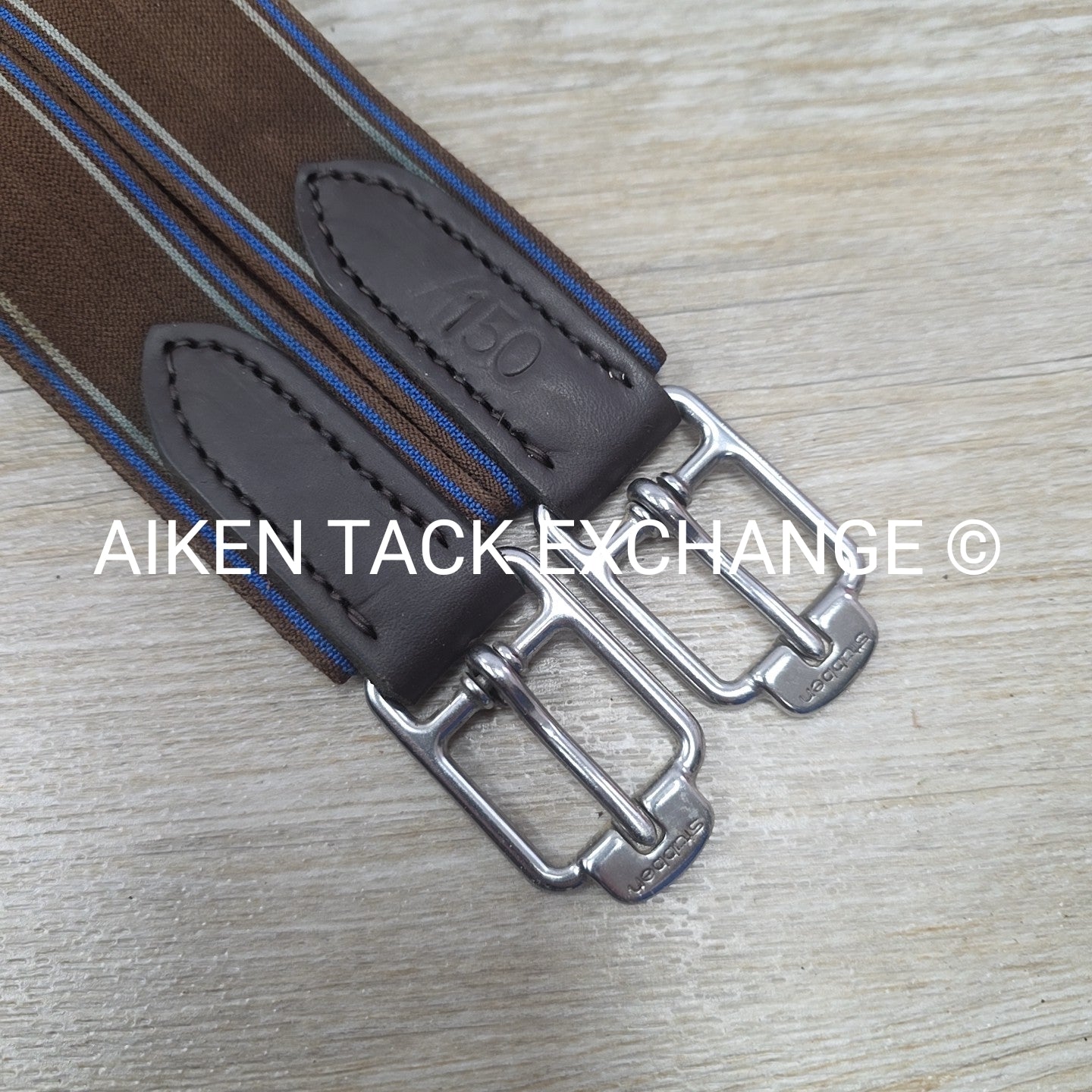 Stubben Leather Girth with Double End Elastic, Brown, 60" (150 cm)