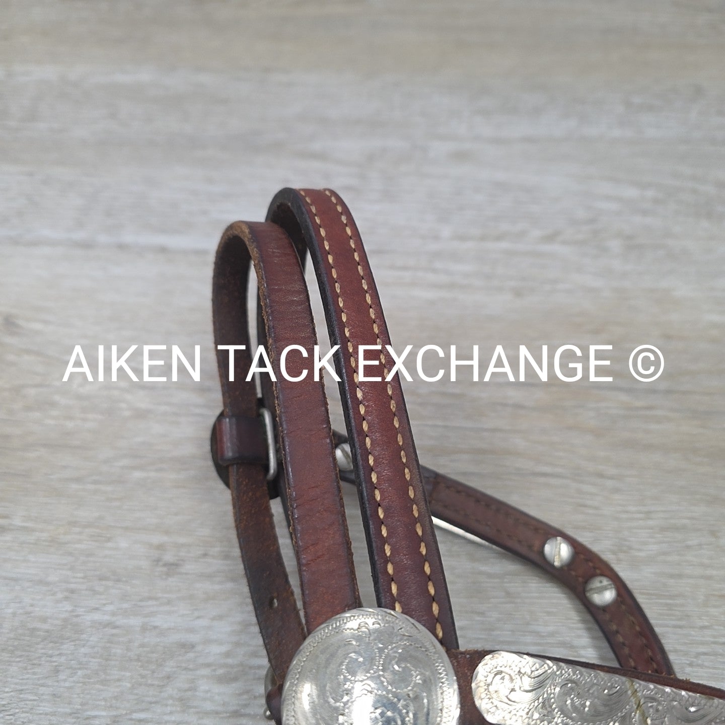 Tory Leather Silver V-Brow Western Headstall, No Reins