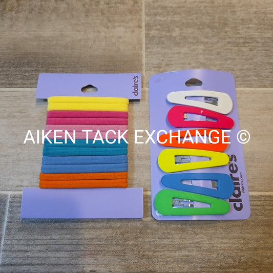 Claire's Hair Bundle - 1 Pack of Hair Ties, 1 Pack of Hair Clips