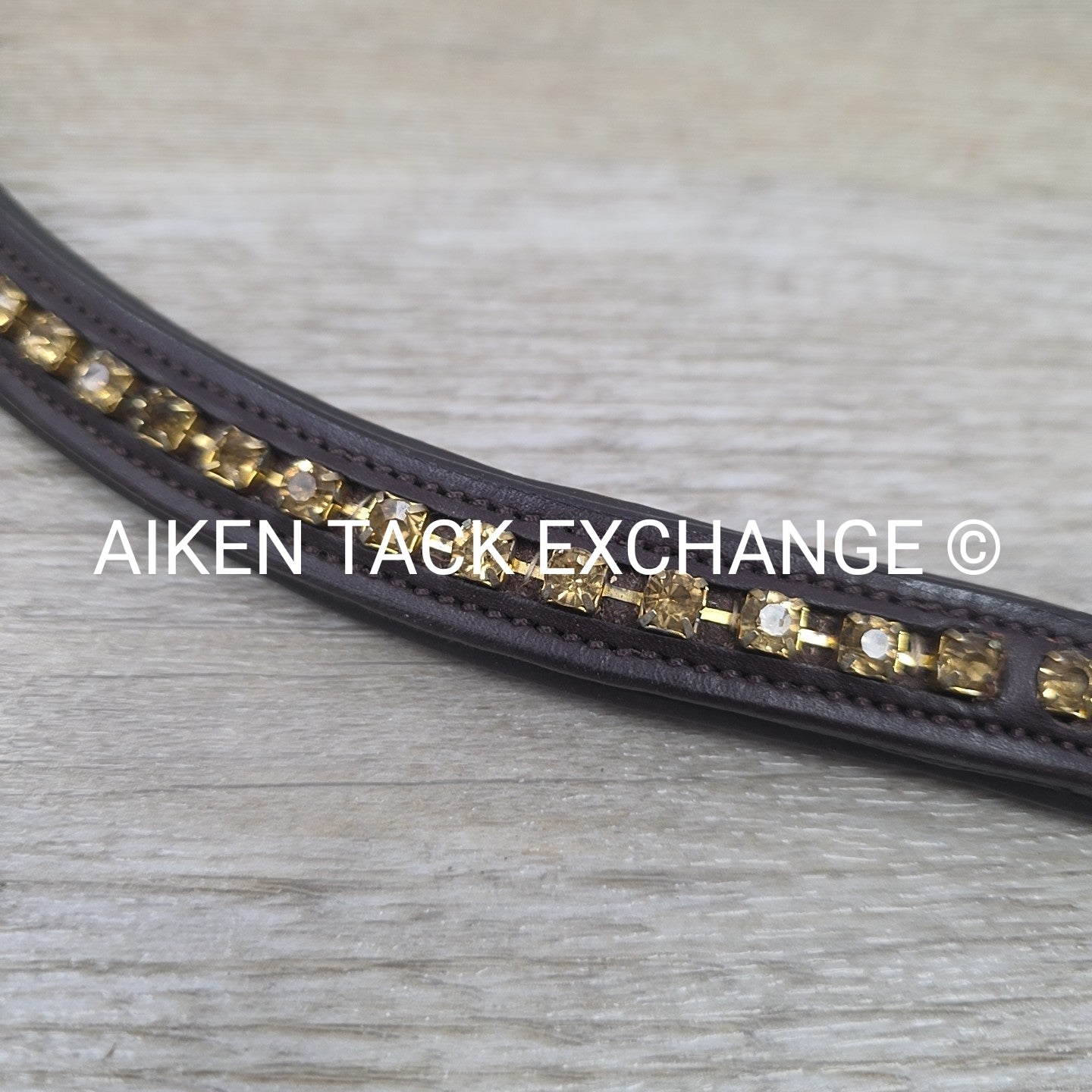 Excelle Padded Bling Browband, Brown, Size Cob