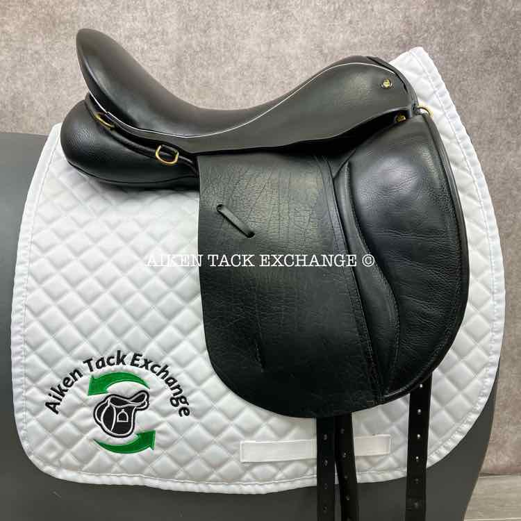 **SOLD** 2014 JRD Alvina Dressage Saddle, 18" Seat, Short Flap, Wide Tree, Wool Flocked Panels