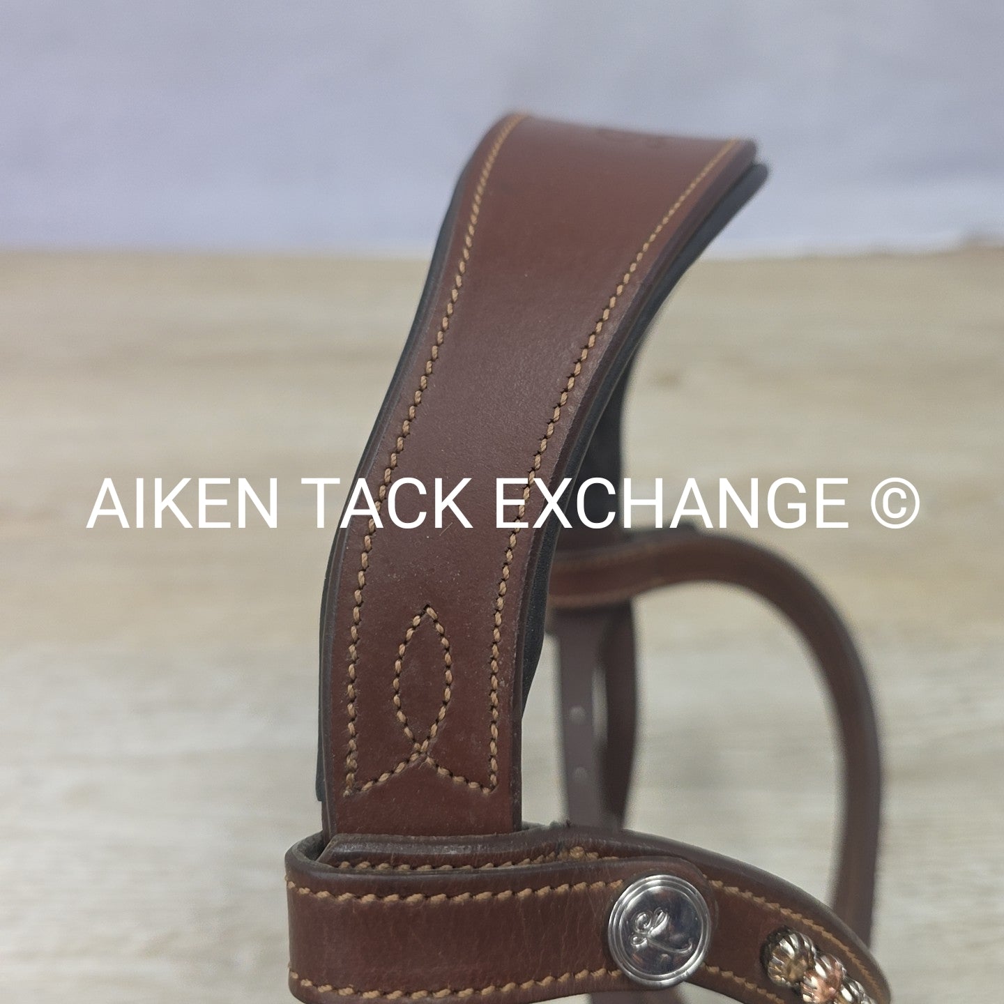 Lumiere Dressage Bridle, Missing Flash Strap, No Reins, Brown, Size Full