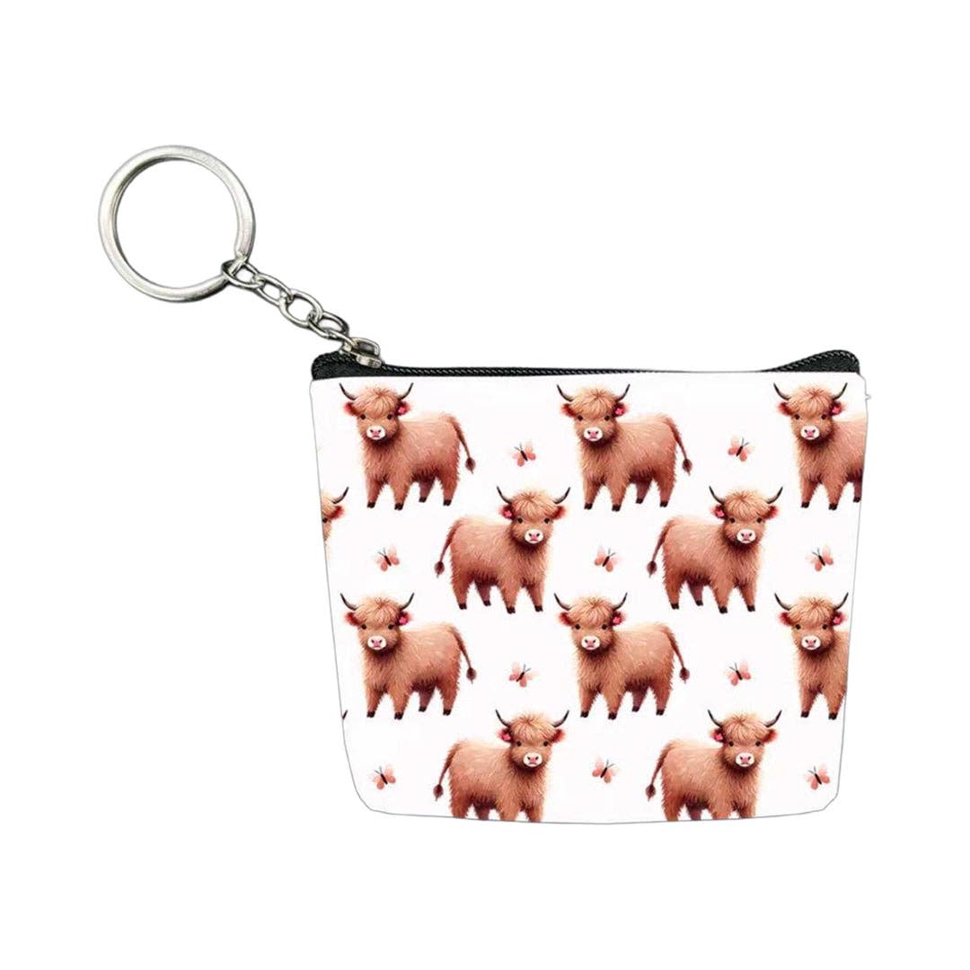 AWST Int'l Set of 12 Coin Purses- West Highlander Cows: STD