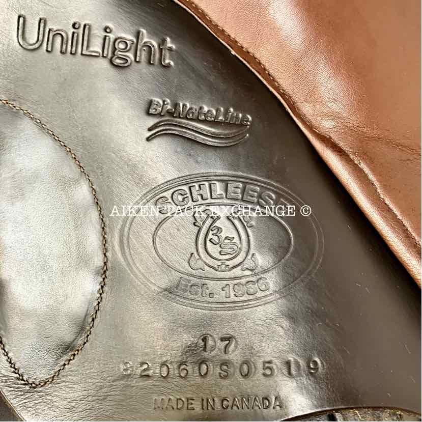2019 Schleese Bi-NateLine UniLight Hunter/Equitation Jump Saddle, 17" Seat, Adjustable AdapTree, Wool Flocked PSI Panels