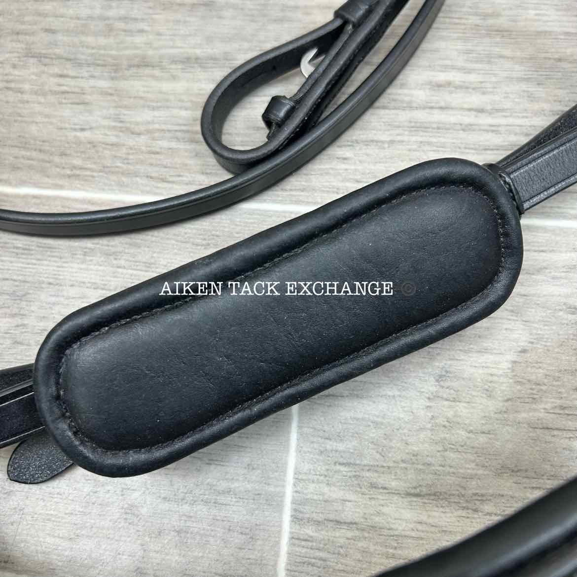 KL Select Red Barn Arena Ergonomic Bridle with Reins, Black, Size Full