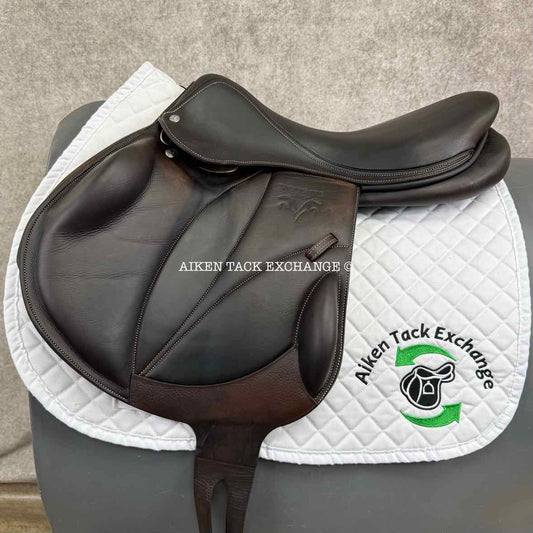 2018 Voltaire Lexington Monoflap Jump Saddle, 18.5" Seat, 2AA Flap, MW/W Tree, FIN Panels, Full Buffalo Leather