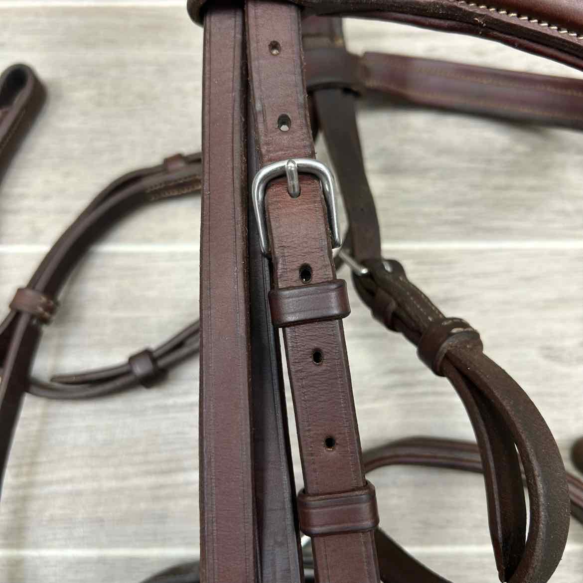 CWD Raised Fancy Stitched Noseband with Matching Laced Reins, Brown, Size Full (