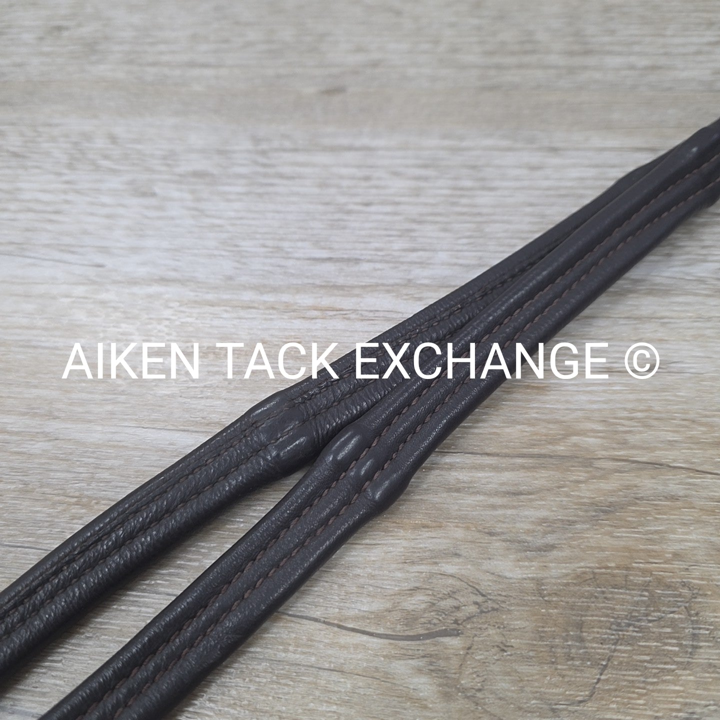 Flexible Fit Padded Leather Reins, Brown, Cob