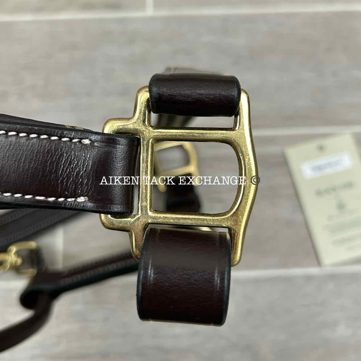 KL Select Black Oak Willow Padded Leather Halter, Brown/Brass, Size Pony