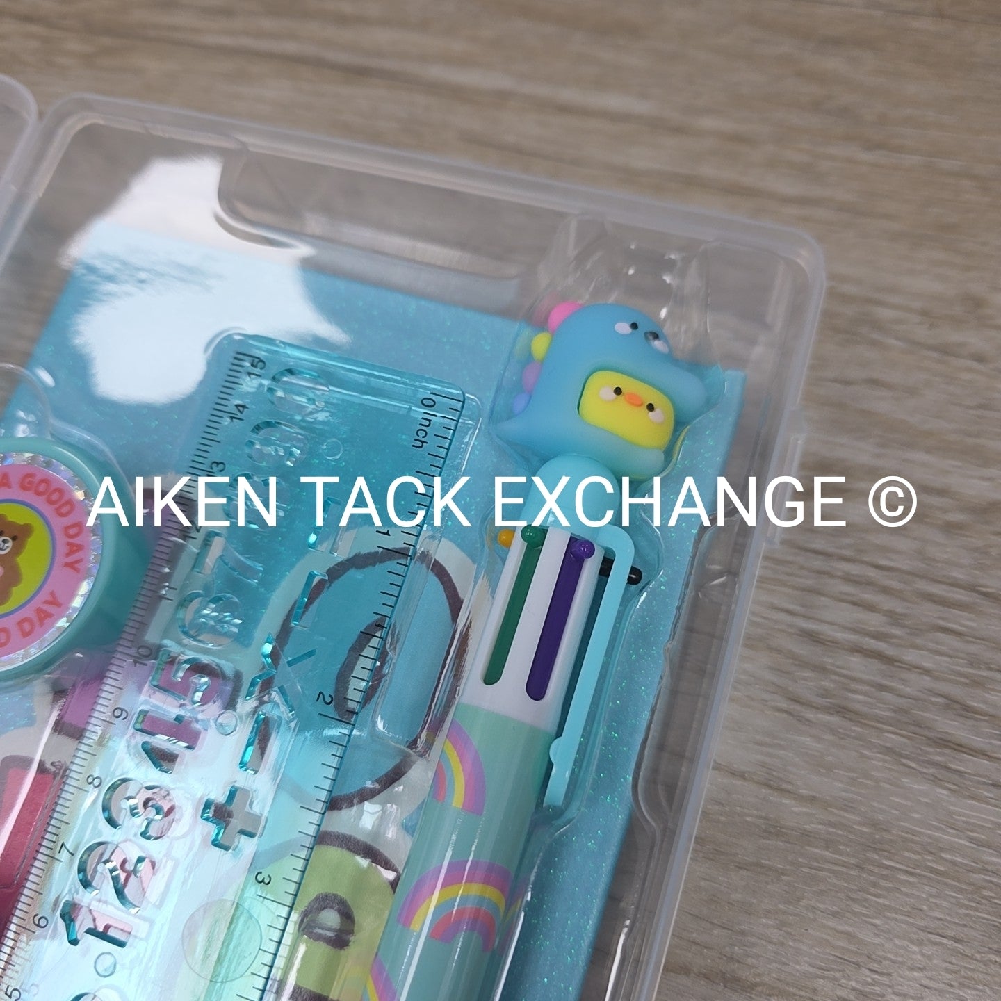 Claire's Stationery Set w/ Multicolor Pen, Ruler, Notebook, Eraser, Sharpener