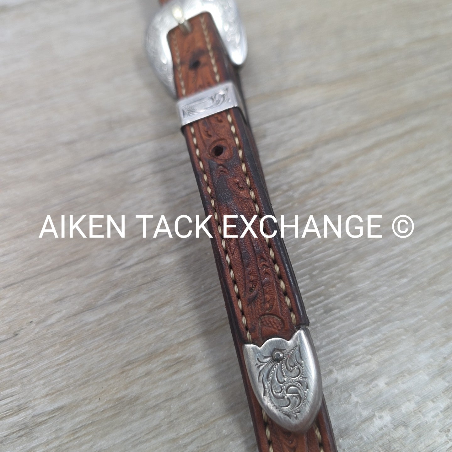 One Ear Silver Western Show Headstall, No Reins, Size Full