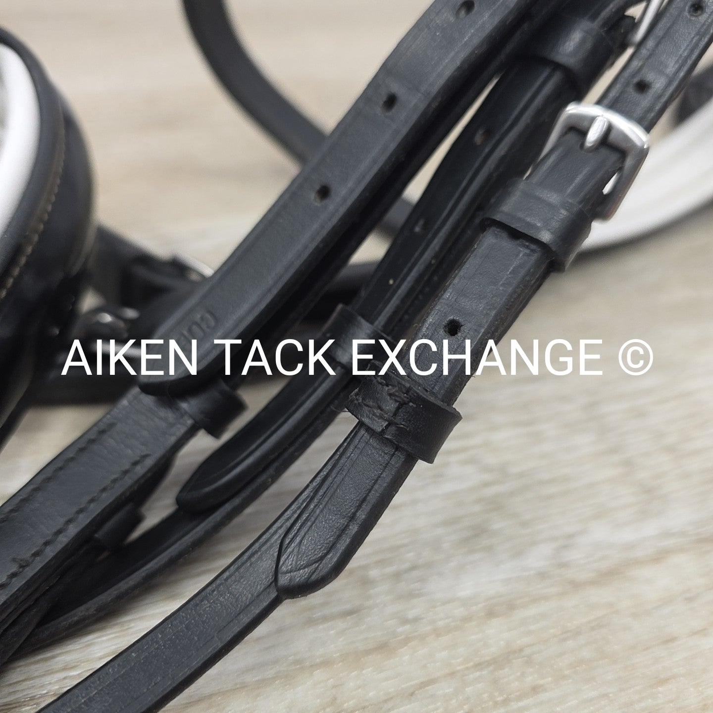 QHP Ahrodite Dressage Bridle with Cotton Web Reins, Black & White, Size Cob