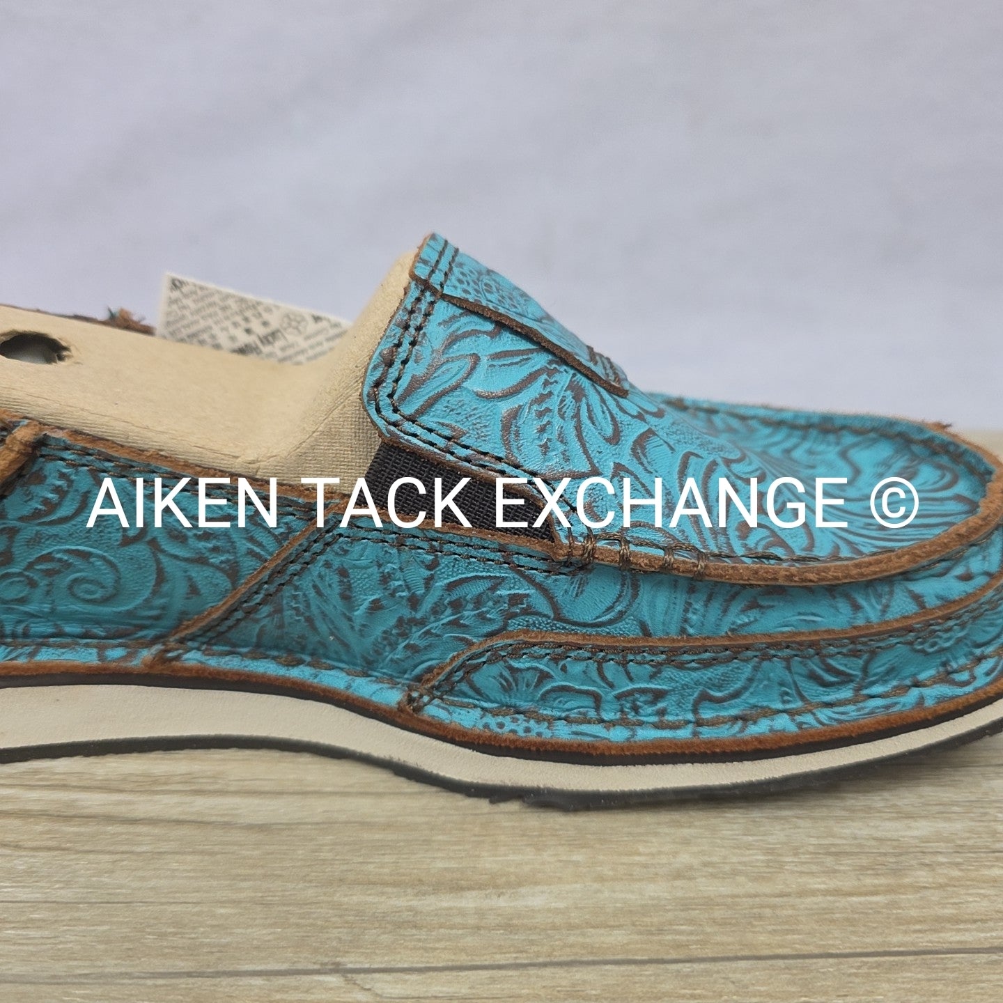 Ariat Brushed Turquoise Floral Embossed Cruisers, Brand New, Size 7.5
