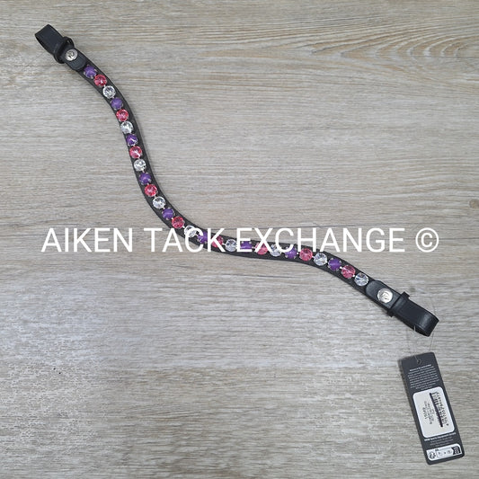 HKM Cherry Browband, Black with Pink, Purple, & Clear, Size Full